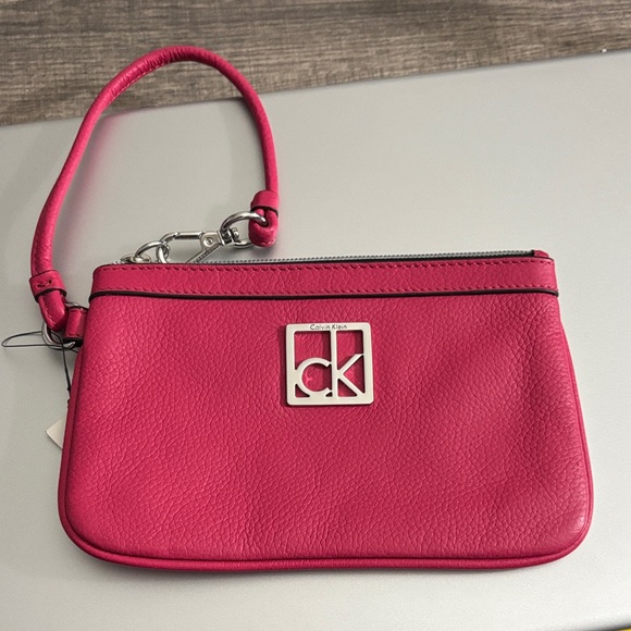 Calvin Klein Handbags - Calvin Klein Hot Pink Leather Wristlet Clutch